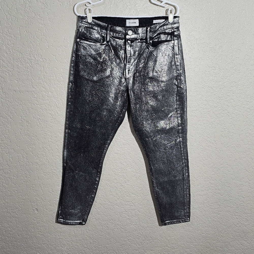 Frame Chrome Noir Skinny Crop Jeans